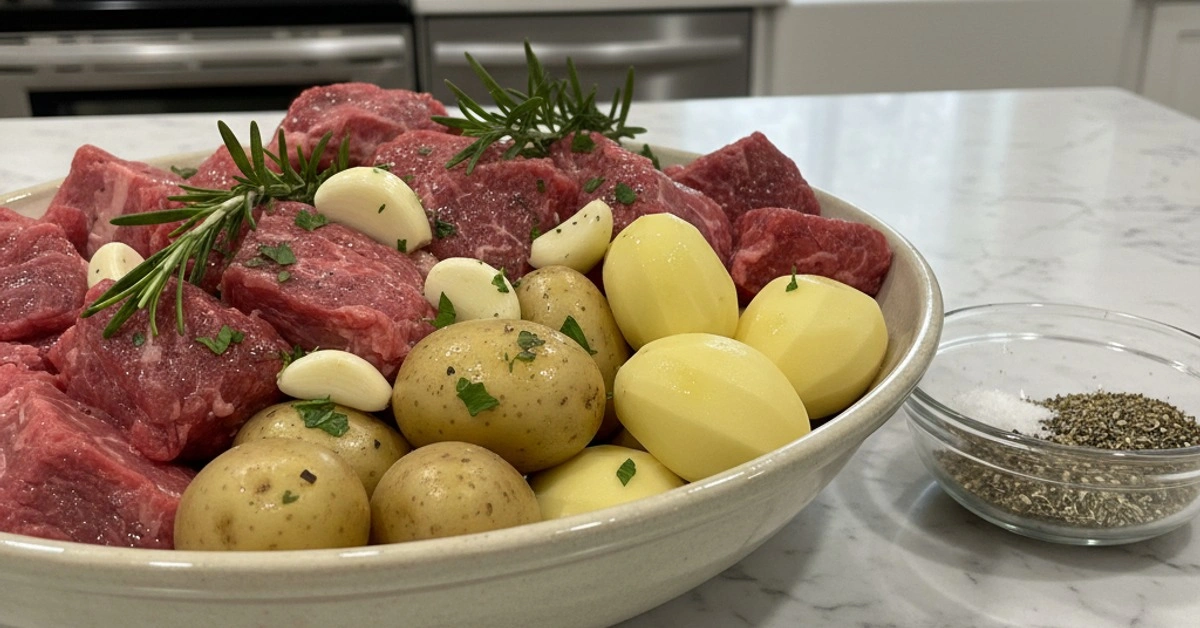 Melt-in-Your-Mouth Slow Cooker Garlic Butter Beef Bites with Potatoes - Image 2
