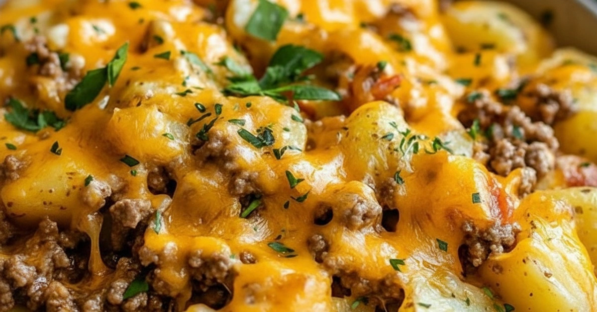 The Ultimate Cheesy Ground Beef & Potato Casserole: One-Pan Comfort! - Image 1