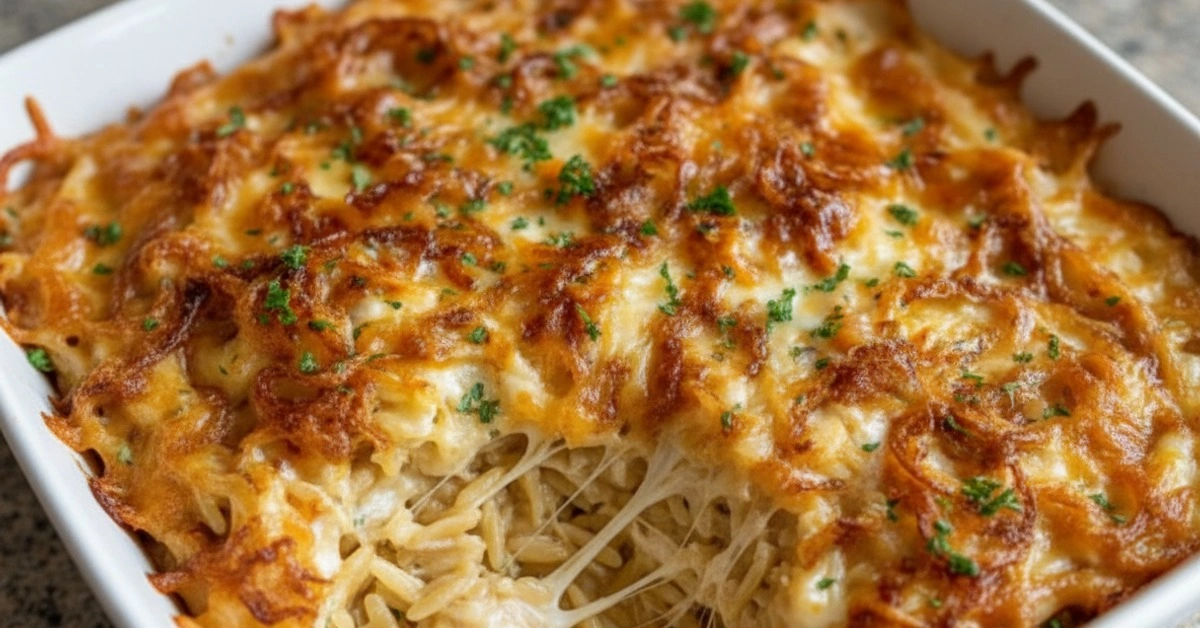 Cozy French Onion Chicken Orzo Casserole: Your New Favorite Dinner - Image 1
