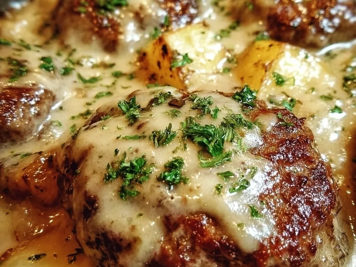 Amish Hamburger Steak Bake with Creamy Gravy - Image 1