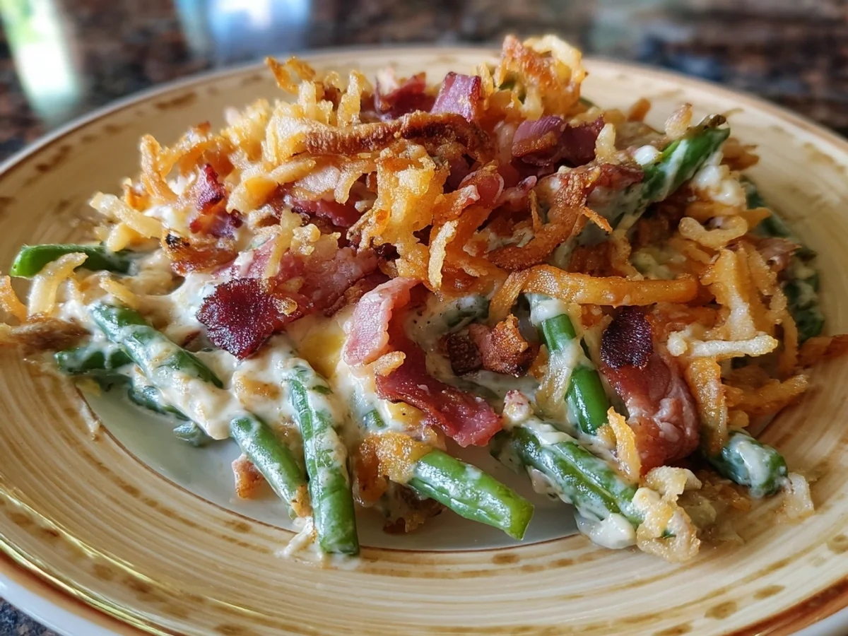 Creamy Bacon Green Bean Casserole with Cream Cheese - Image 1