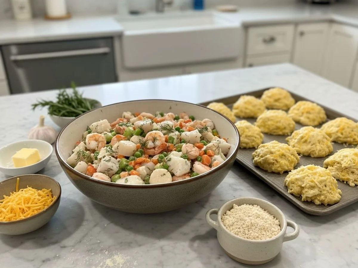 Creamy Cheddar Bay Biscuit Seafood Pot Pie - Image 2