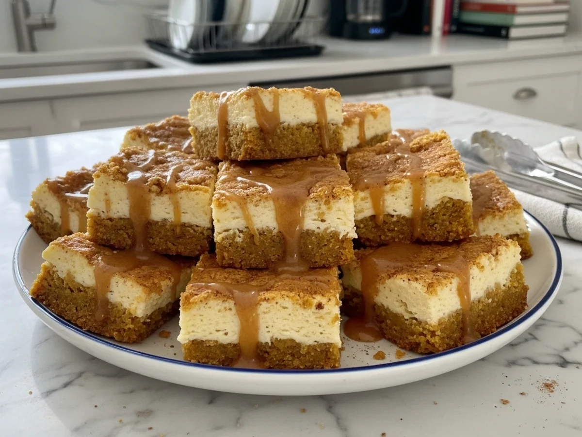 Creamy Pumpkin Cream Cheese Bars with Maple Drizzle - Image 1