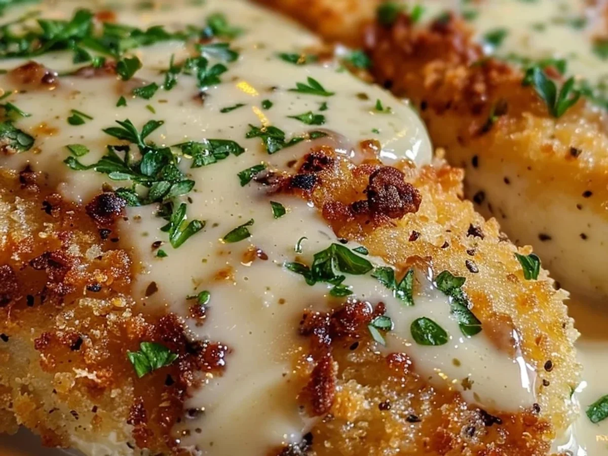 Crispy Parmesan Crusted Chicken, Creamy Garlic Sauce - Image 1