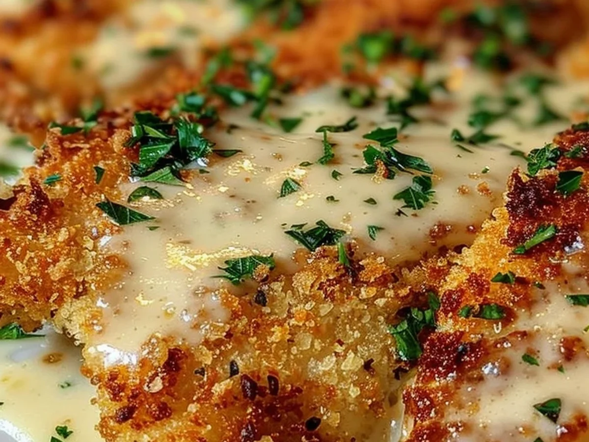 Crispy Parmesan Crusted Chicken, Creamy Garlic Sauce - Image 2
