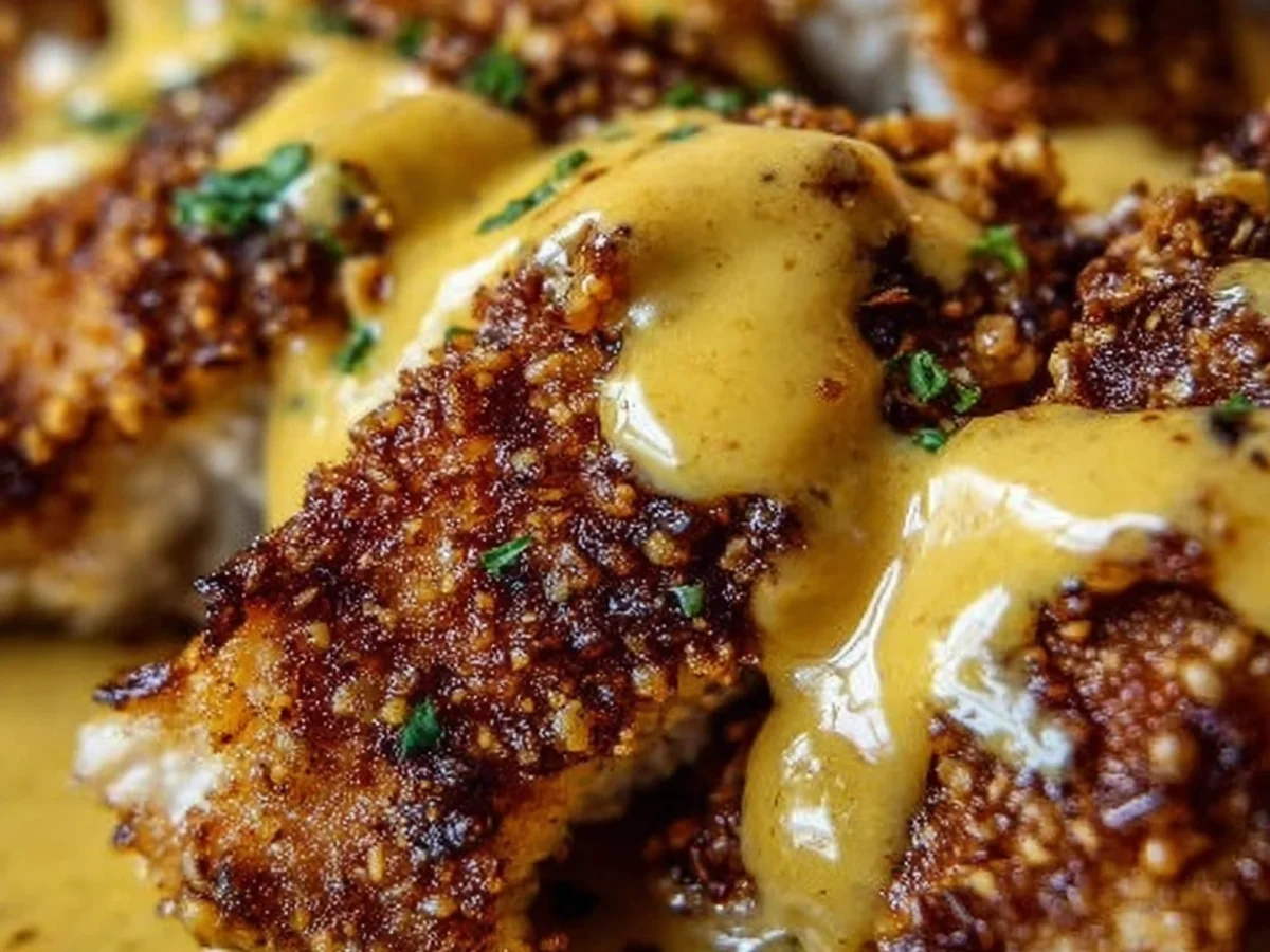 Crispy Pretzel Chicken with Tangy Cheddar Sauce - Image 2