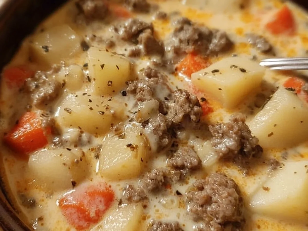 Crockpot Creamy Potato Hamburger Soup - Image 1