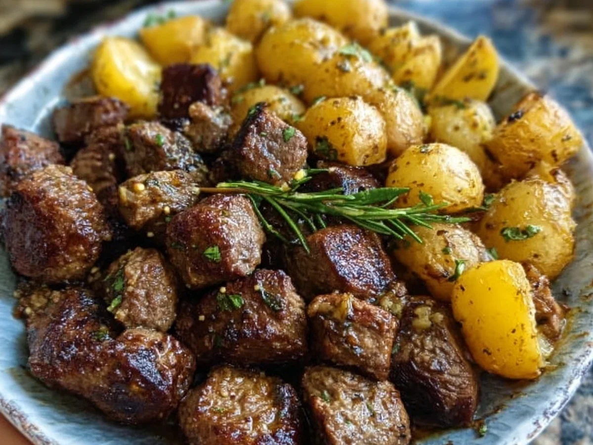 Garlic Butter Beef Bites & Potatoes Skillet Dinner - Image 1