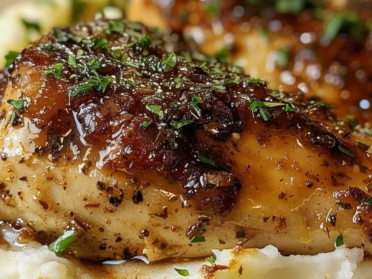 Glazed Garlic Herb Chicken Breast & Mashed Potatoes - Image 1
