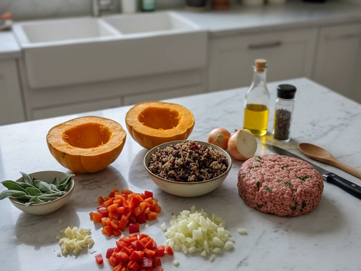 Hearty Sausage-Stuffed Acorn Squash Boats with Wild Rice - Image 2