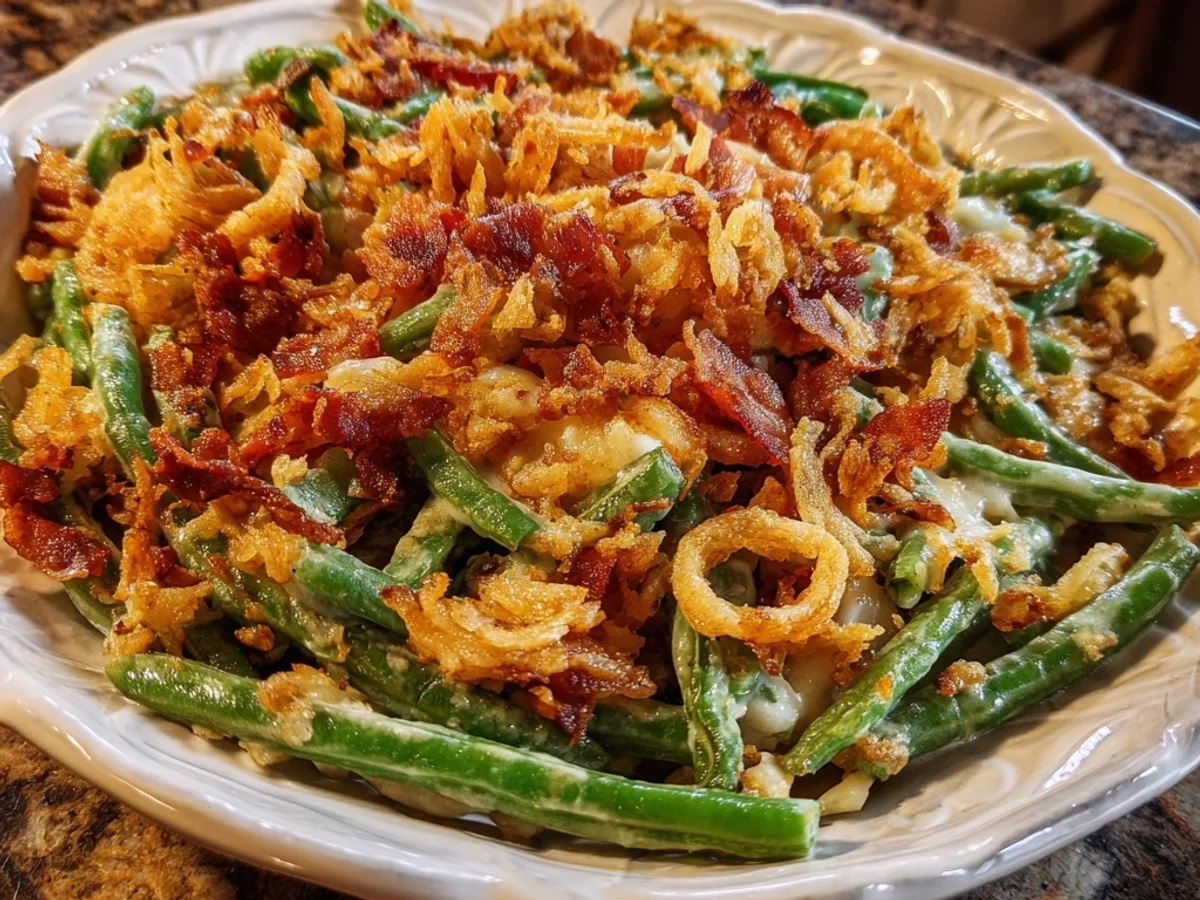 Homestyle Bacon Green Bean Casserole with Crispy Onions - Image 1