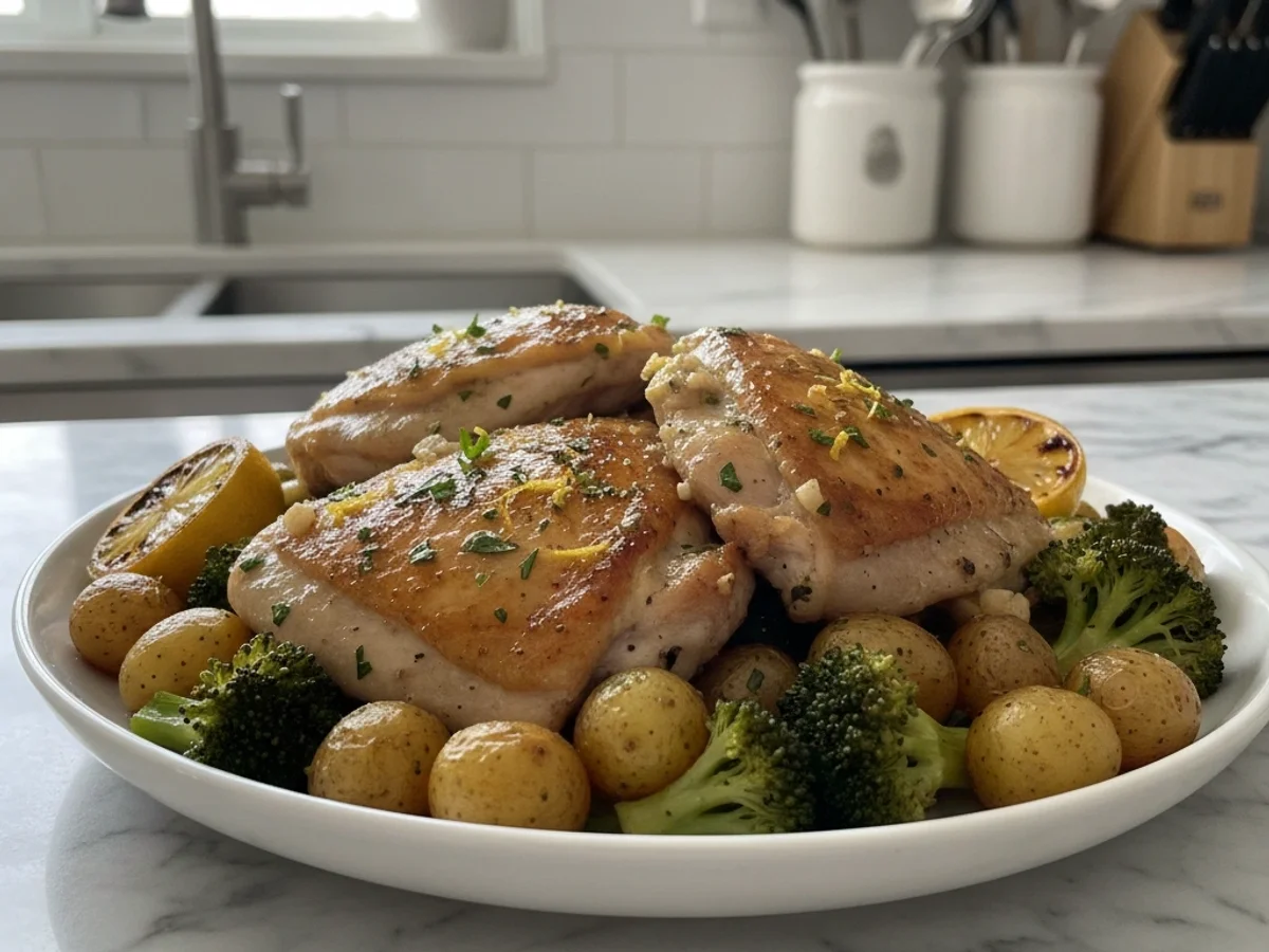 Quick Lemon Garlic Chicken Thighs Dinner - Image 1