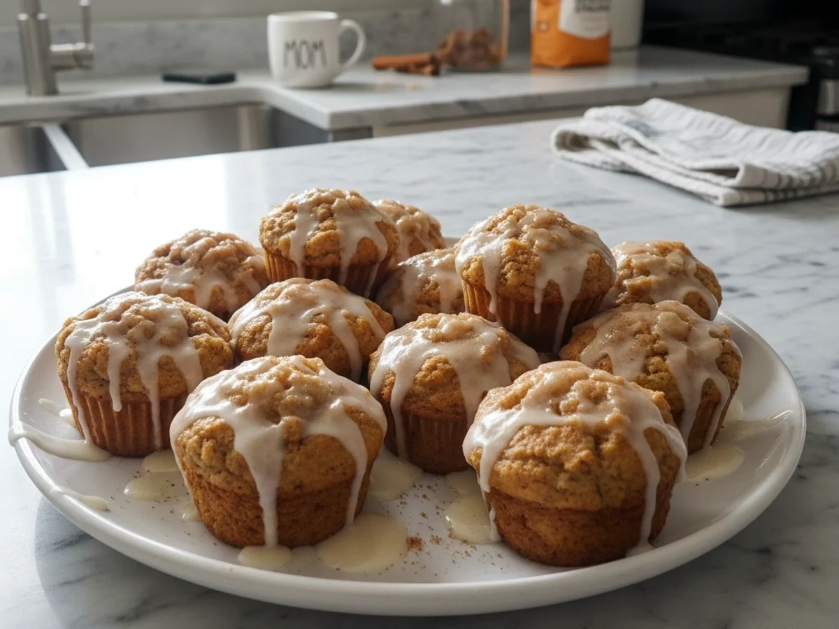 Spiced Apple Cider Donut Muffins with Glaze - Image 1