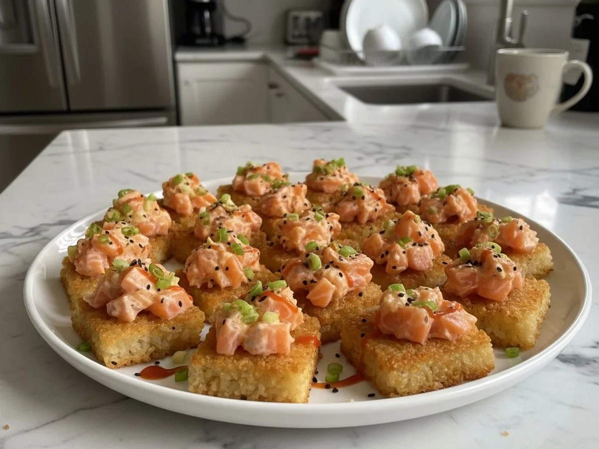 Spicy Salmon Crispy Rice: Homemade Bites - Image 1