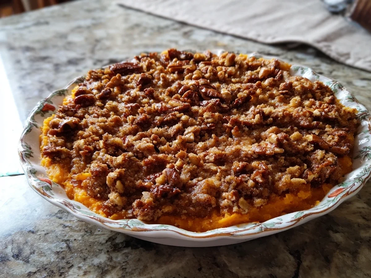 Sweet Potato Casserole with Crunchy Butter Pecan Crumble - Image 1