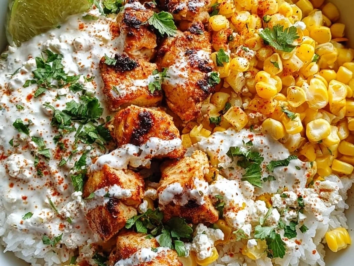 Tangy Street Corn Chicken Rice Bowl: Zesty Dinner - Image 2