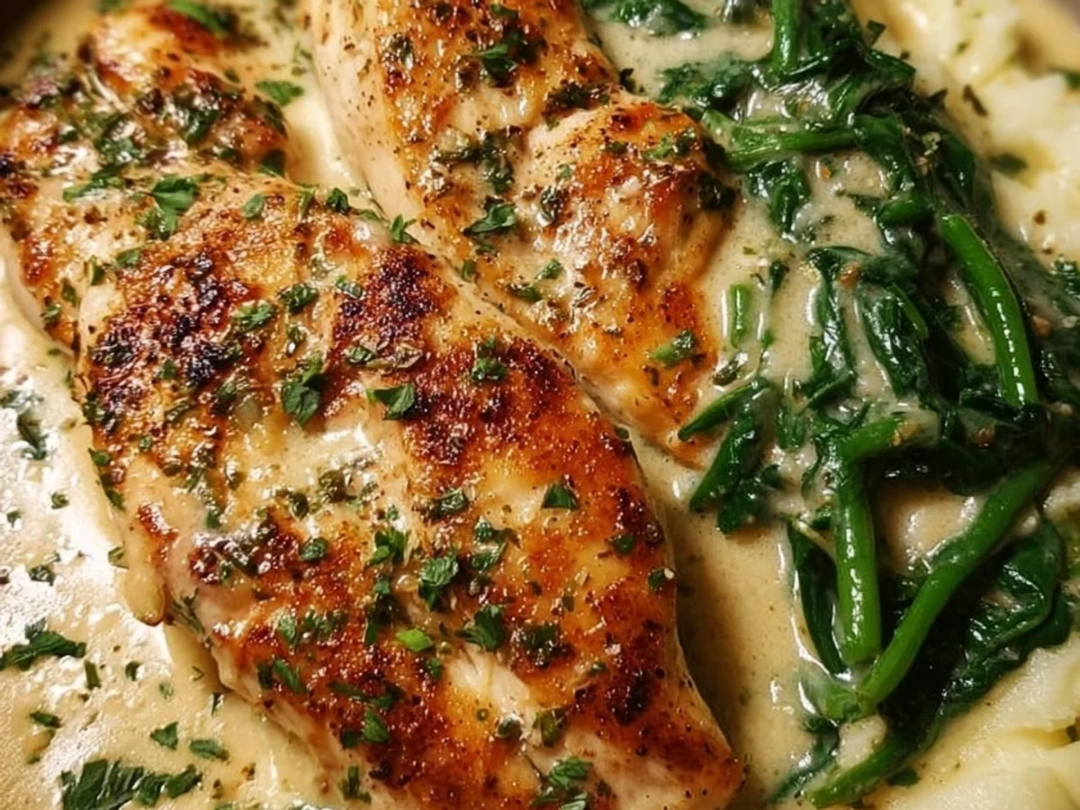 Tender Creamy Garlic Parmesan Chicken Breast Dinner - Image 1