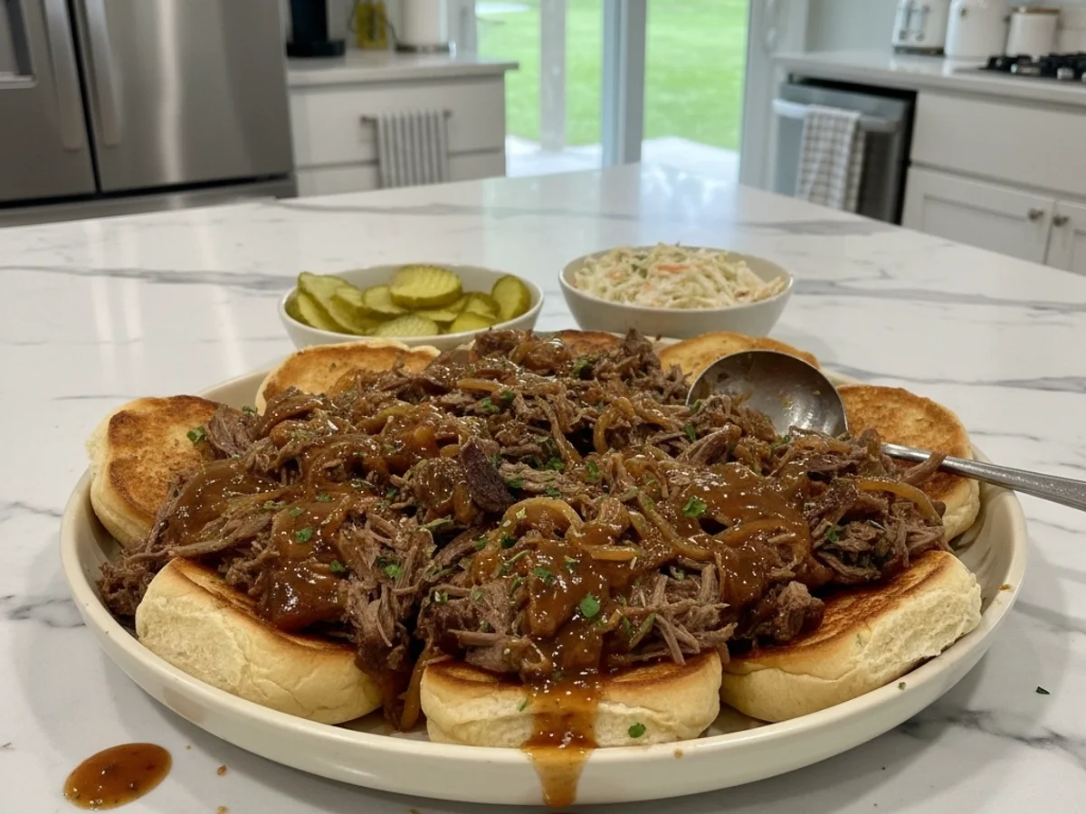 Tender Slow Cooker Shredded Beef Sandwiches - Image 1