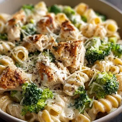 35-Minute Creamy Rotisserie Chicken Broccoli Pasta