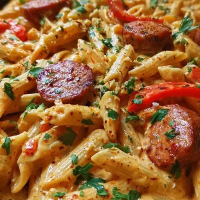Cajun Spicy Creamy One-Pot Beef Sausage Pasta