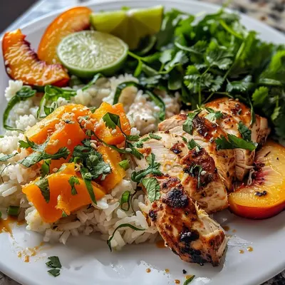Cilantro-Lime Chicken Peach Bowls