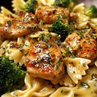 Cowboy Butter Lemon Bowtie Chicken with Broccoli