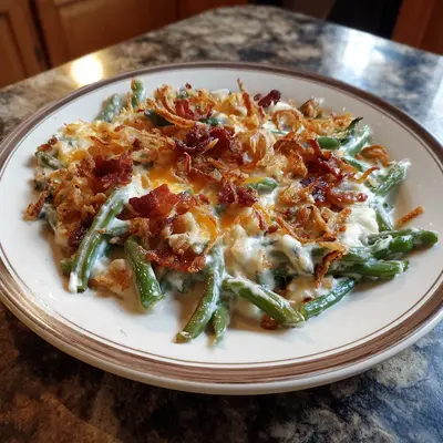 Creamy Bacon Green Bean Casserole with Cream Cheese