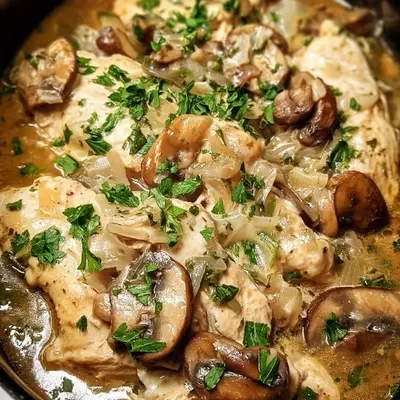 Creamy Crockpot Chicken & Mushrooms Recipe