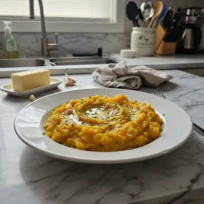 Creamy Roasted Garlic Mashed Butternut Squash & Butter