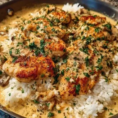 Creamy Smothered Chicken and Rice Dinner