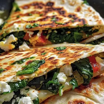 Crispy Mediterranean Quesadillas with Spinach & Feta