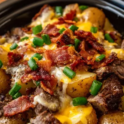 Crockpot Loaded Steak & Potato Bake