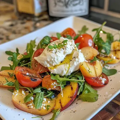 Delicious Grilled Peach Burrata Summer Salad