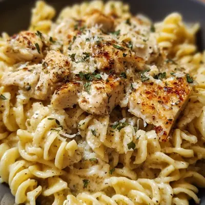 Easy Crockpot Garlic Parmesan Chicken Pasta Recipe