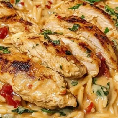 Effortless & Delicious: Creamy Tuscan Chicken Orzo – A One-Pan Delight!