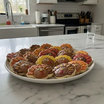 Frosted Turkey Shaped Sugar Cookies for Fall Fun