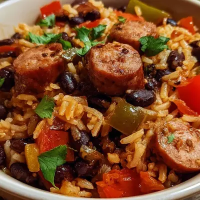 Hearty Black Beans & Rice with Savory Sausage