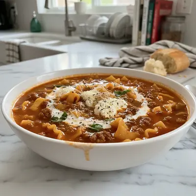Hearty One Pot Lasagna Soup Ground Beef