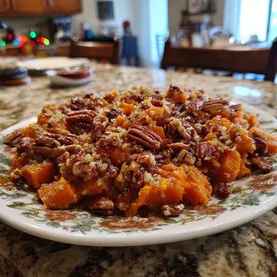 Homestyle Sweet Potato Casserole with Pecan Topping