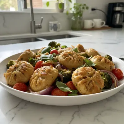 One Pan Baked Dumplings: Ginger-Soy Sheet Pan Meal