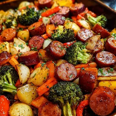 One-Pan Honey Garlic Smoked Sausage & Veggies