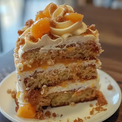 Peach Cake with Brown Sugar Frosting