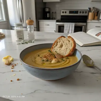 Savory Acorn Squash Soup with Garlic & Thyme Bliss