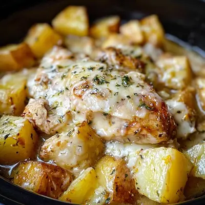 Slow Cooker Garlic Parmesan Chicken & Potatoes
