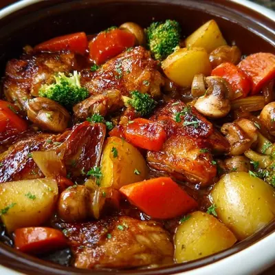Slow Cooker Honey Garlic Chicken & Veggies