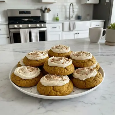 Soft Pumpkin Cookies with Cinnamon Frosting