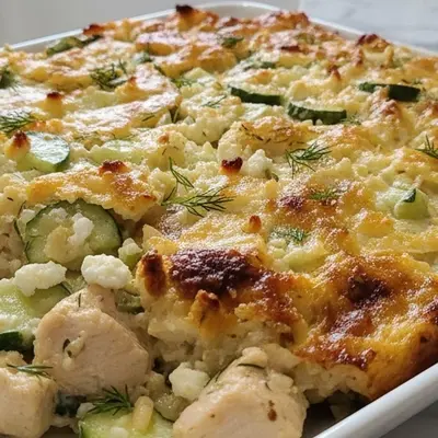 The Easiest Dump-and-Bake Chicken Tzatziki Casserole Ever!