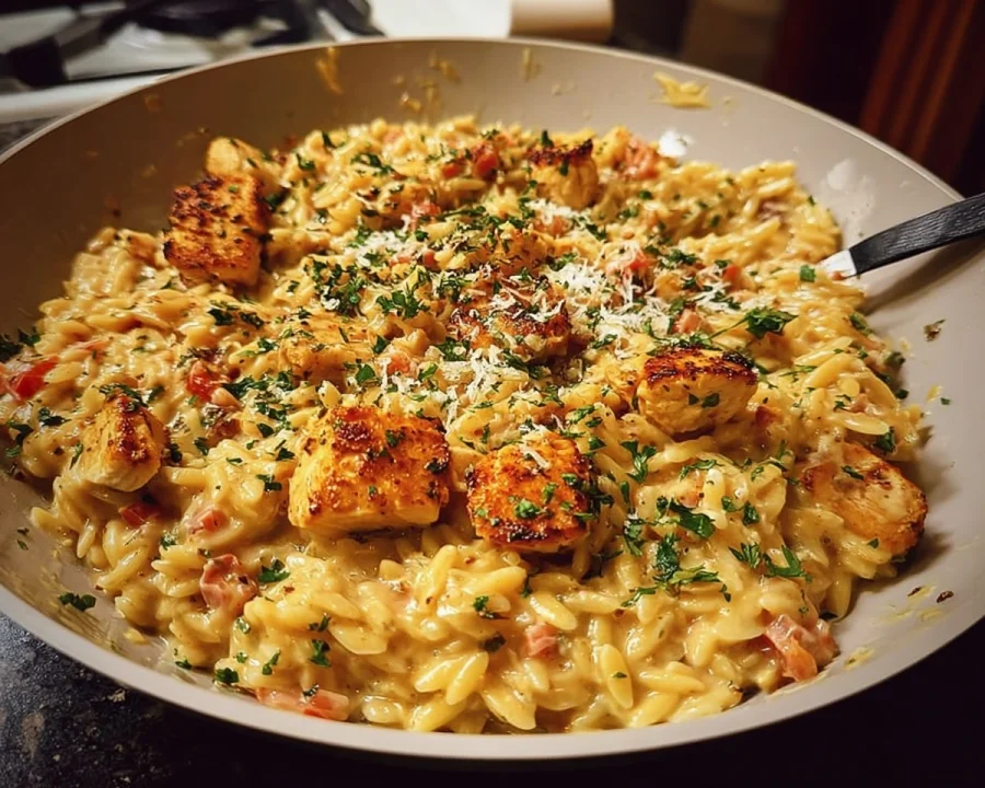 Cajun Chicken Alfredo Orzo One-Pot Dinner