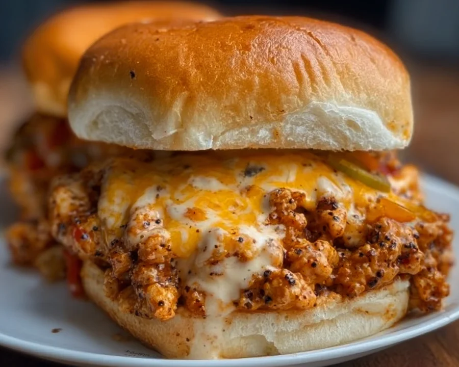 Cajun Chicken Sloppy Joes with Creamy Cheese Sauce