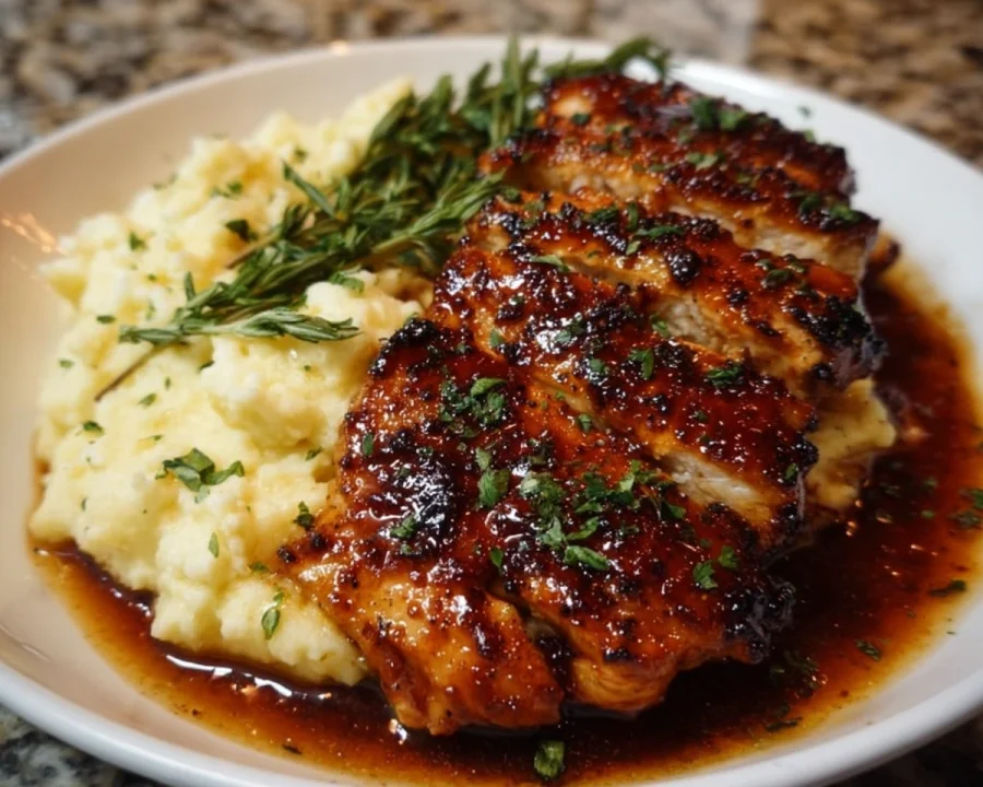 Chipotle Honey Chicken Thighs & Creamy Gouda Mash